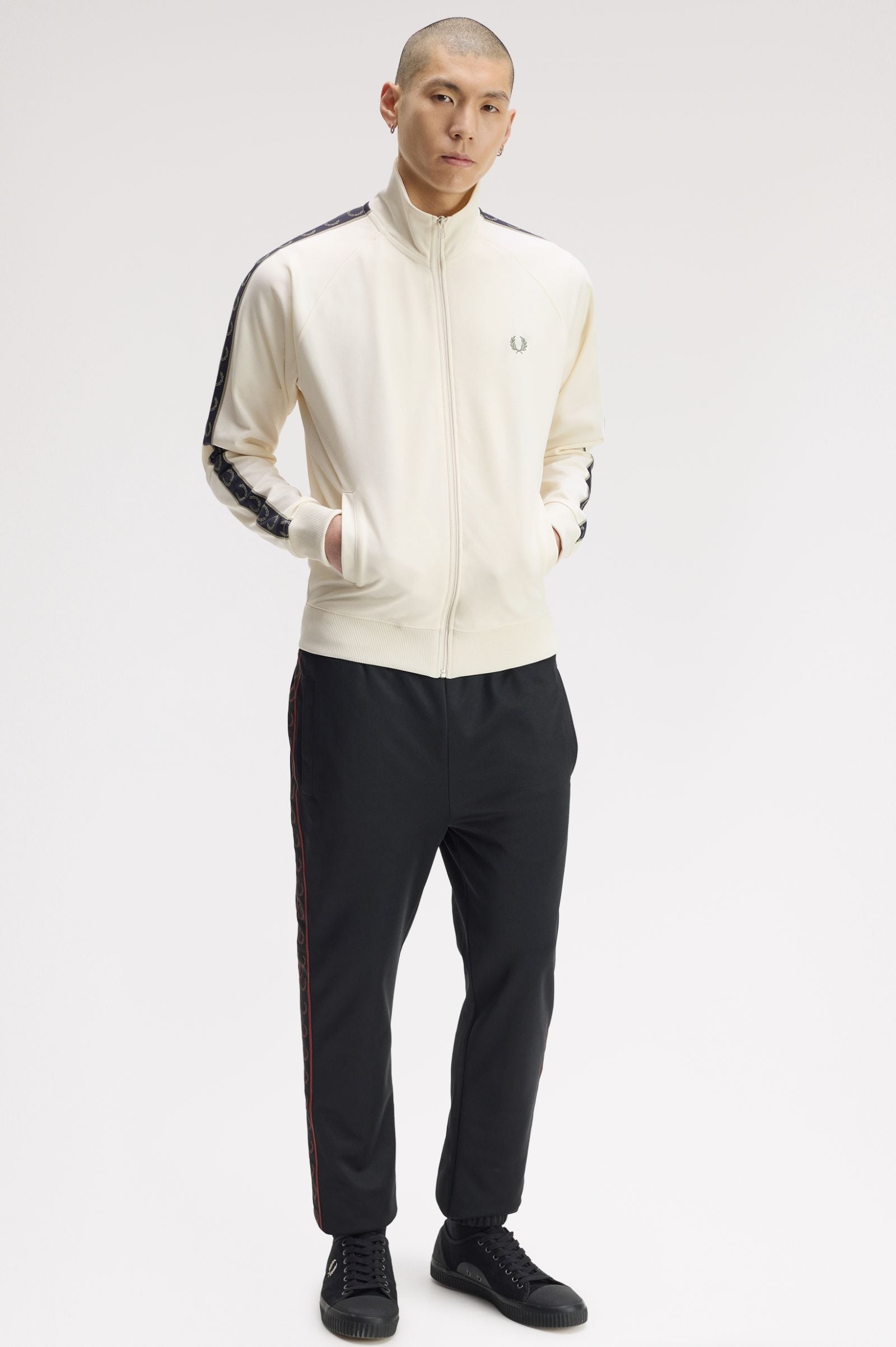 Fred Perry Contrast Tape Track Jacket J5557 Ecru