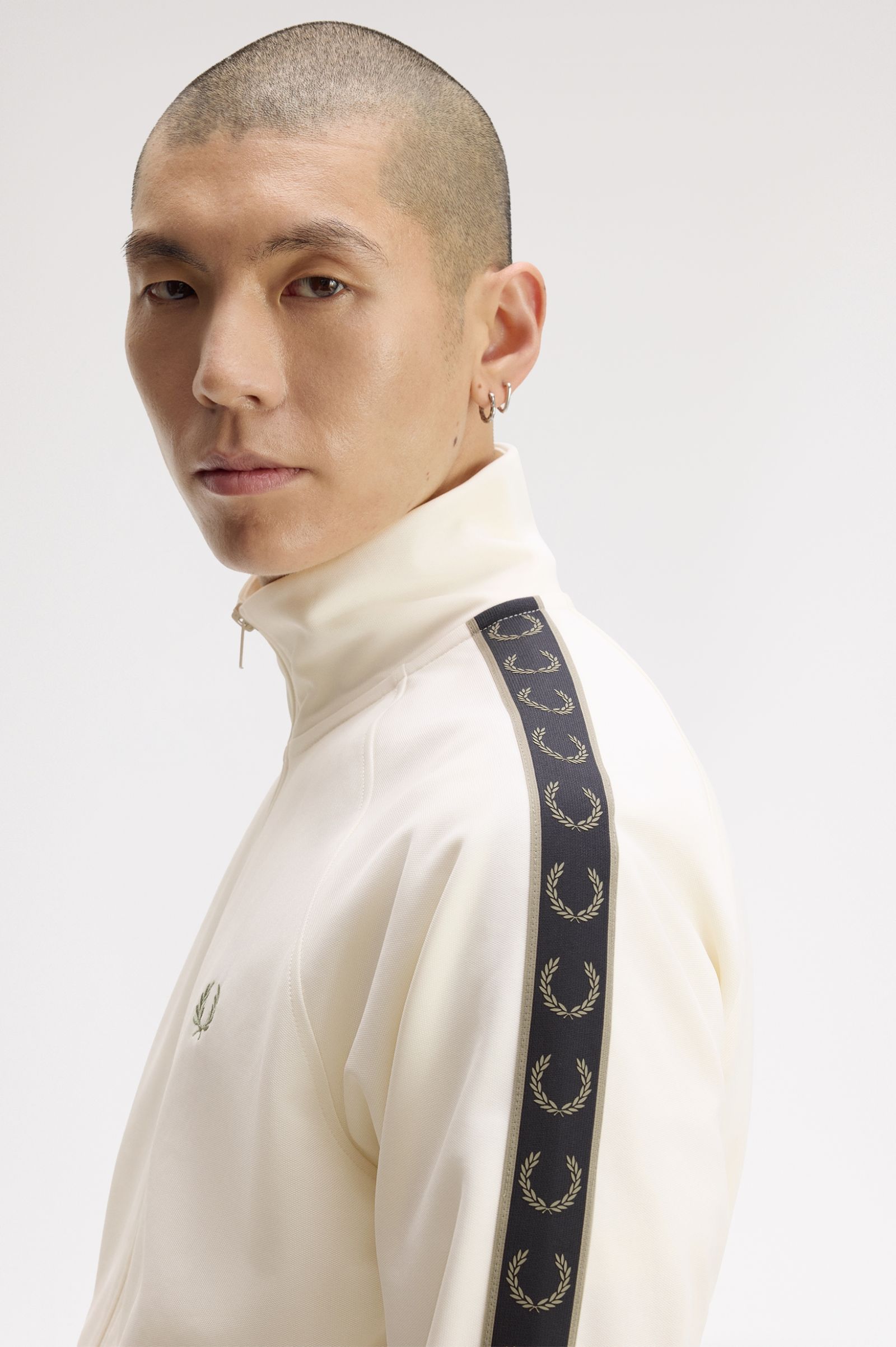 Fred Perry Contrast Tape Track Jacket J5557 Ecru