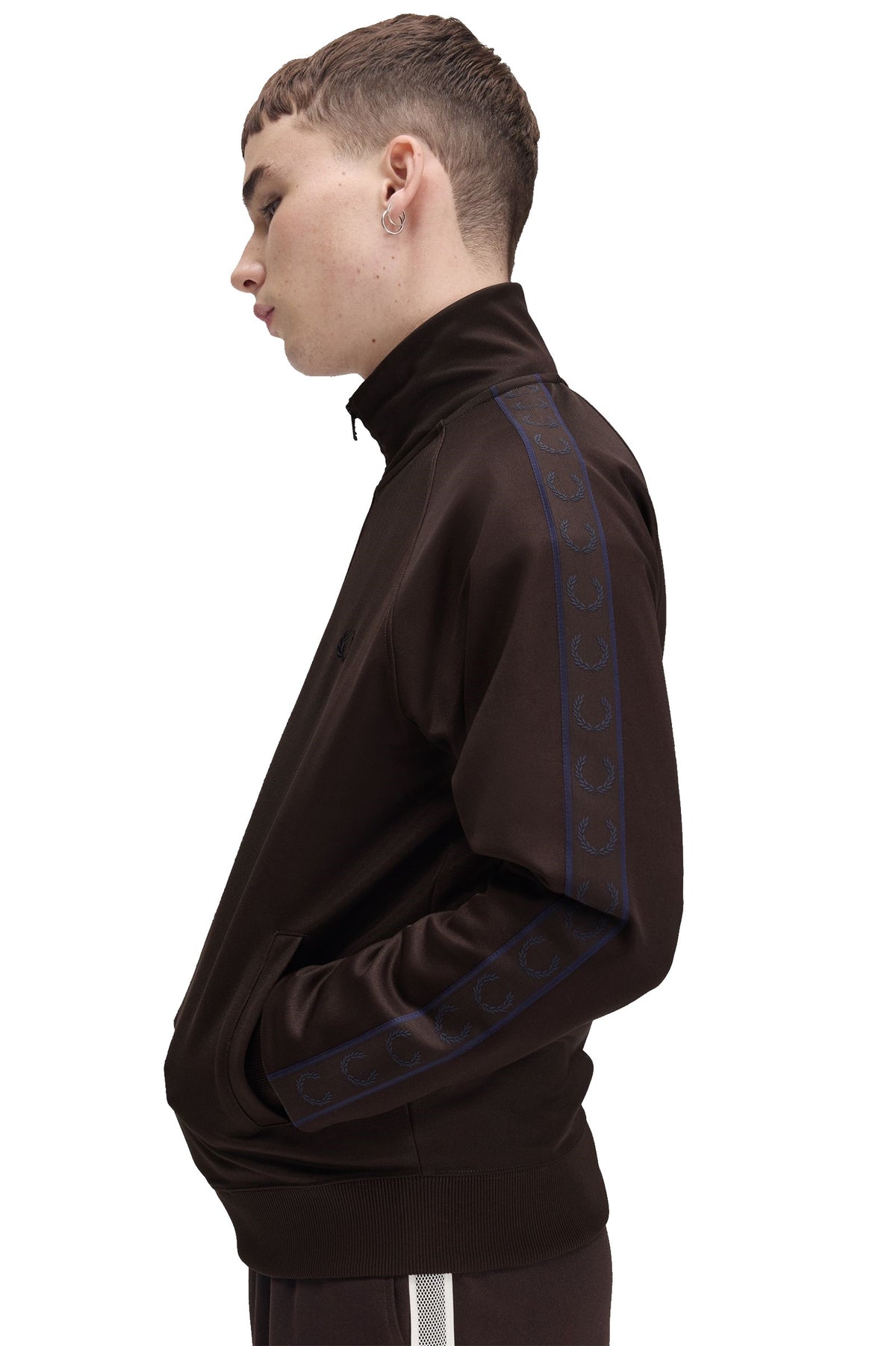 Fred Perry Chaqueta Chandal Cinta Deportiva Contraste Marron J5557