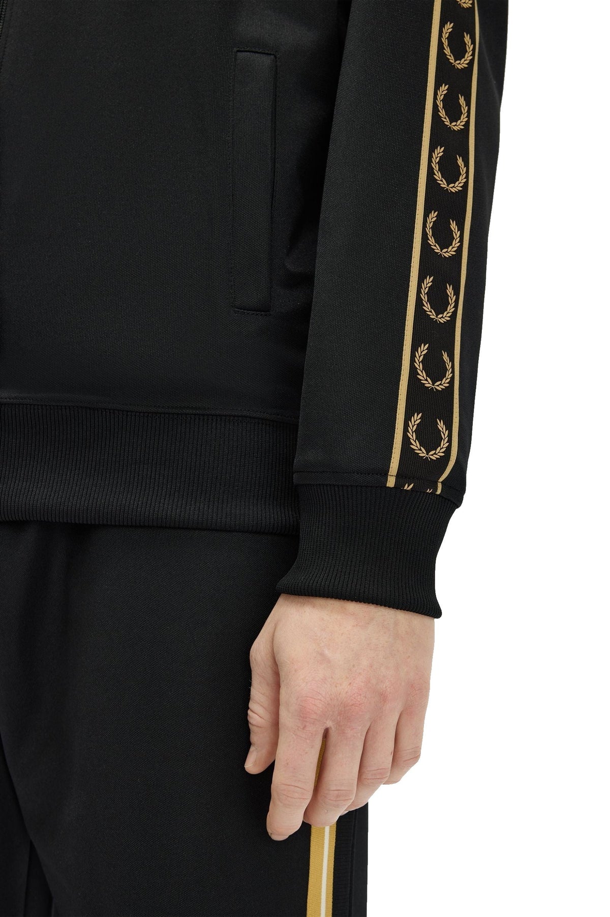 Fred Perry Contrast Tape Track Jacket Black / Champagne
