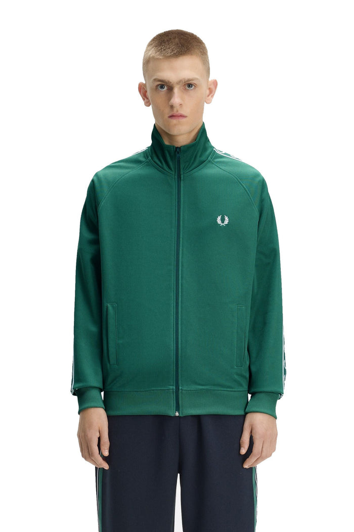 Fred Perry Contrast Tape Track Jacket Sport Green