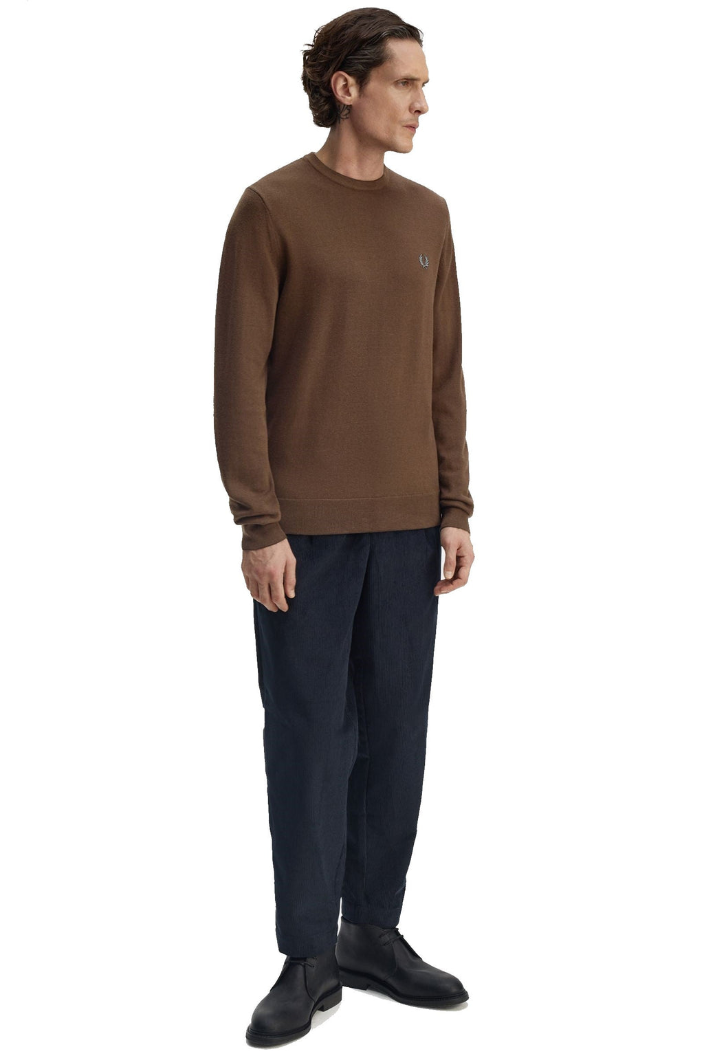 Fred Perry Classic Crew Neck Jumper Burnt Tobacco