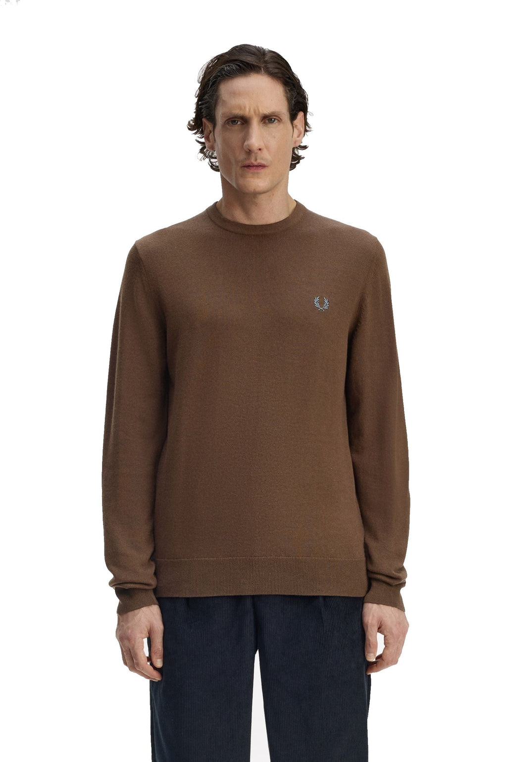 Fred Perry Classic Crew Neck Jumper Burnt Tobacco