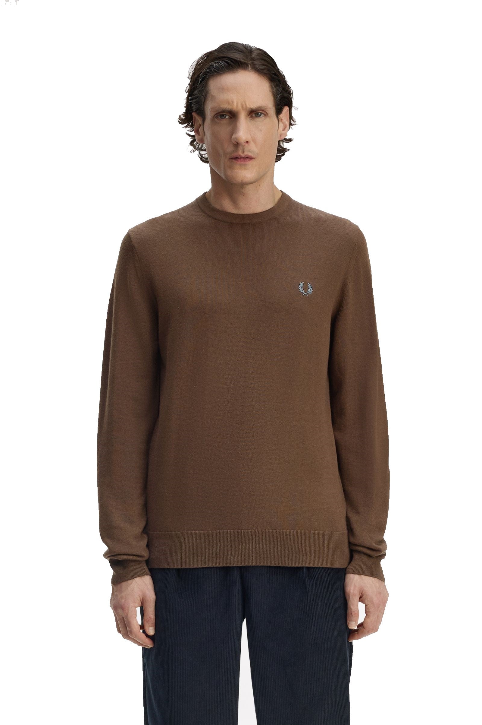 Fred Perry Classic Crew Neck Jumper Burnt Tobacco