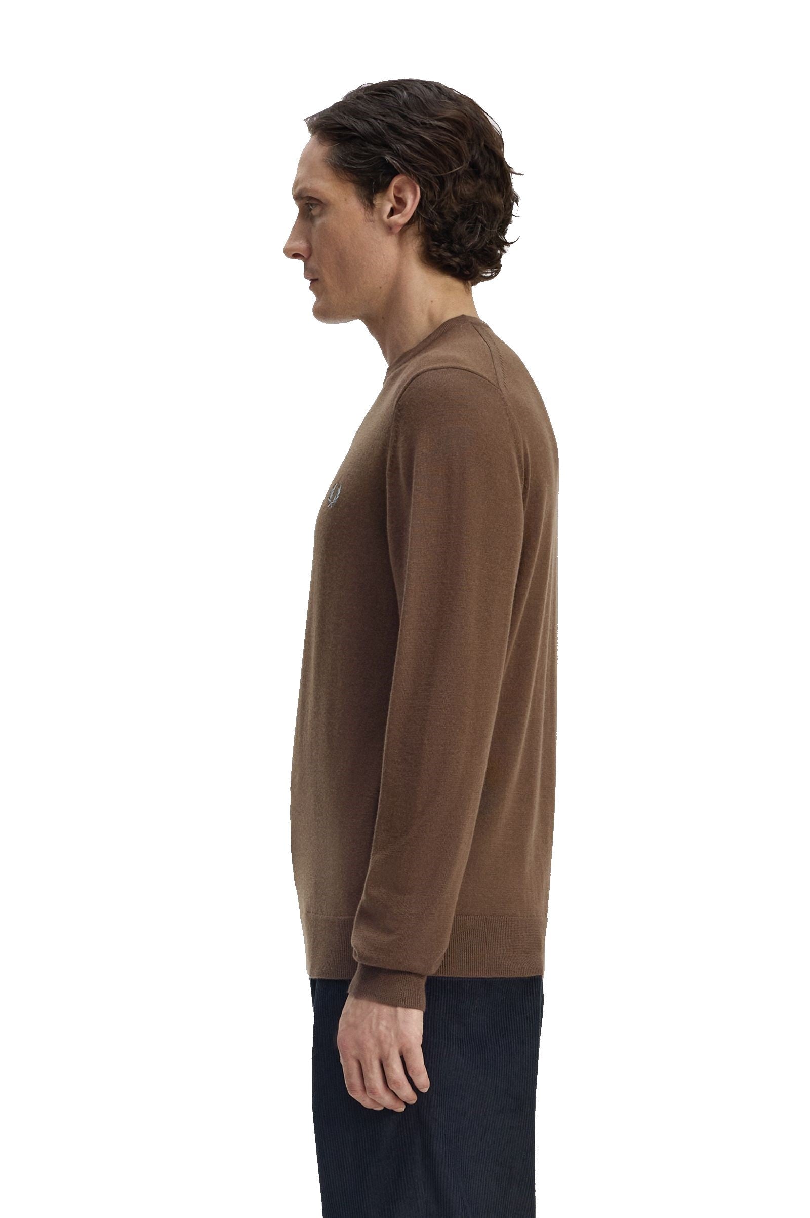 Fred Perry Classic Crew Neck Jumper Burnt Tobacco