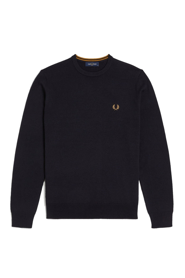 Fred Perry Classic Crew Neck Jumper Navy / Ocre