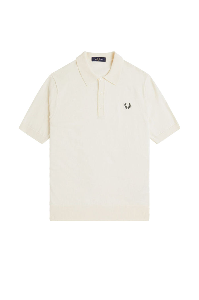Fred Perry Long Staple Cotton Knitted Shirt Ecru