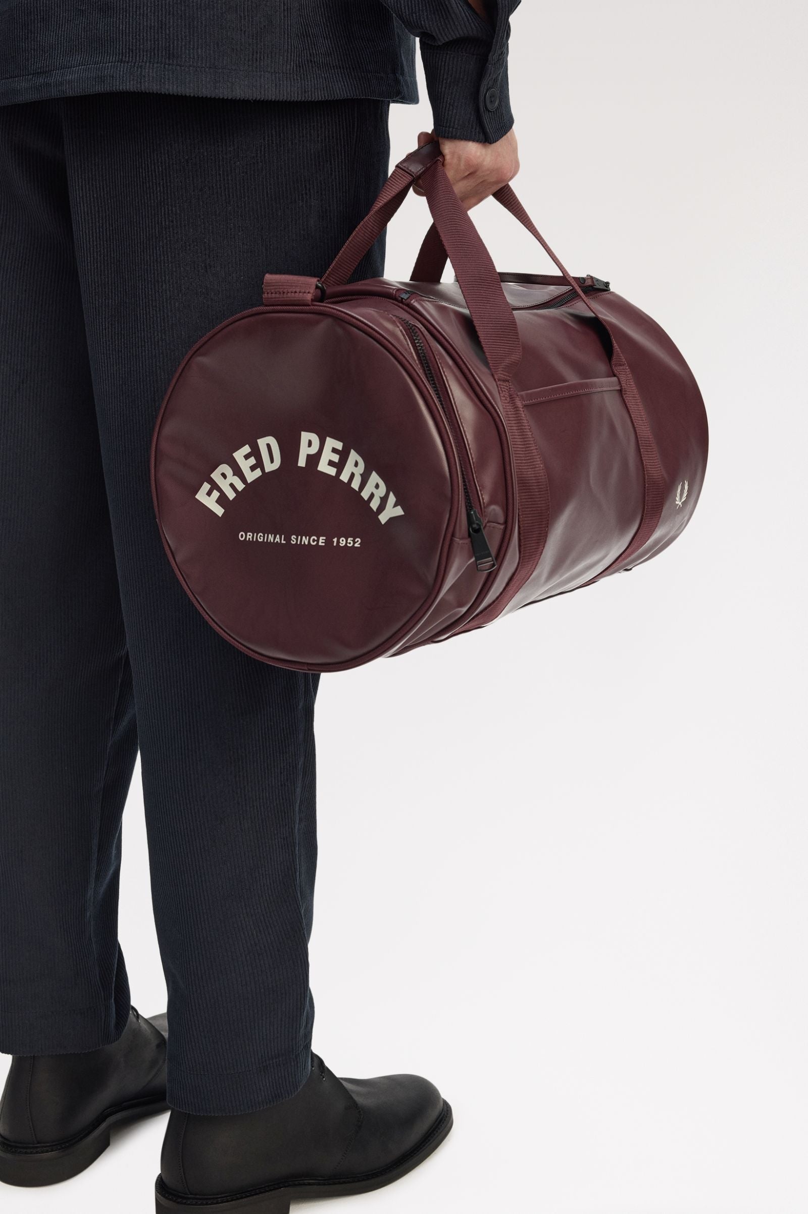 Fred Perry Tonal PU Barrel Bag Oxblood / Ecru / Ecru