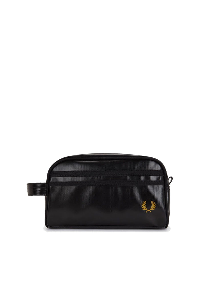 Fred Perry Coated Polyester Wash Bag Black / Gold