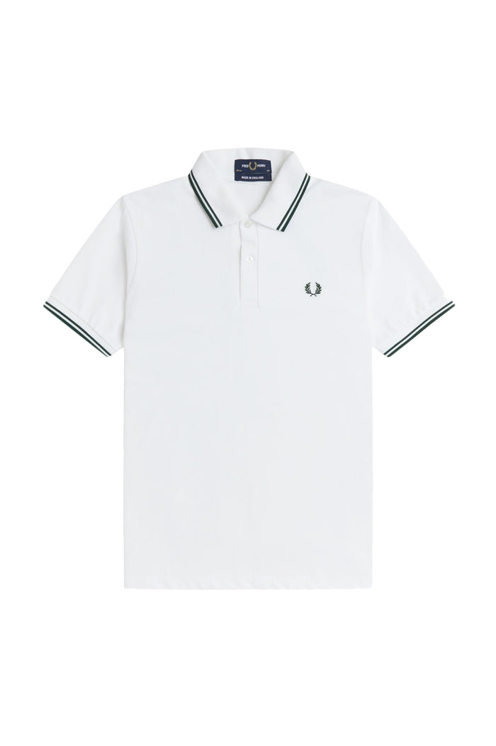 Fred Perry Reissues Original Twin Tipped Polo White / Tartan Green / Tartan Green