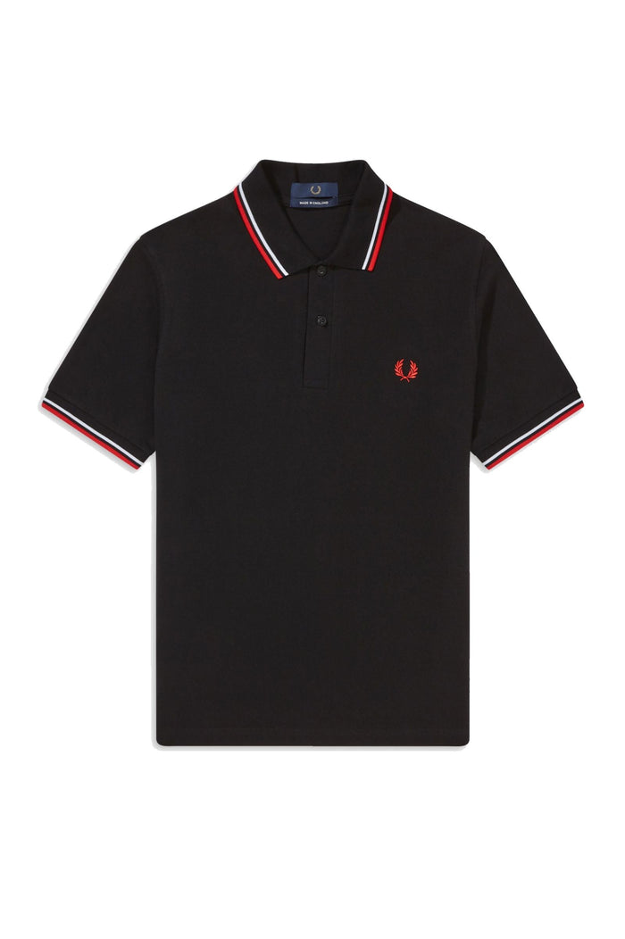 Fred Perry Reissues Original Twin Tipped Polo Black White Bright Red