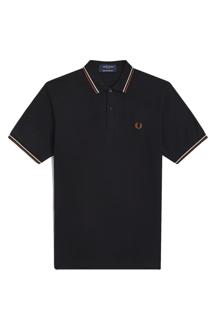Fred Perry Reissues Original Twin Tipped Polo Black / Oatmeal / Whisky Brown