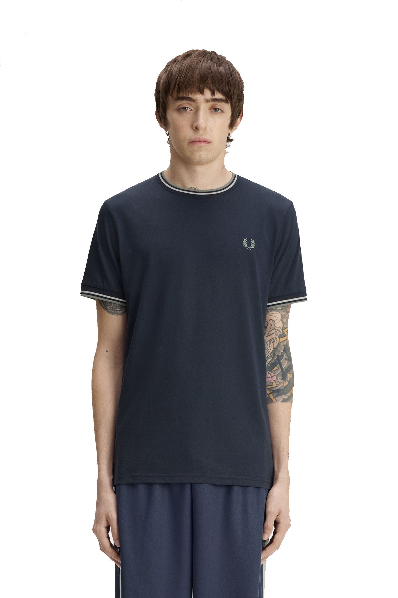 Fred Perry Twin Tipped T-Shirt Dark Airforce / Ecru / Seagrass