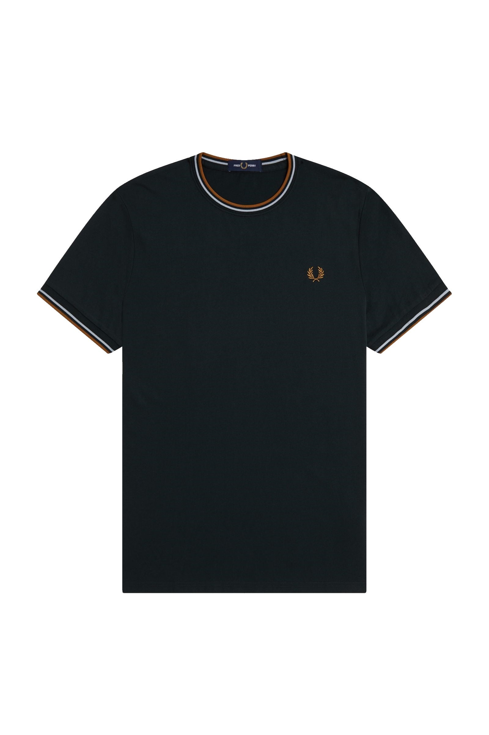 Fred Perry Twin Tipped T-Shirt Night Green / Dusky Blue / Dark Caramel