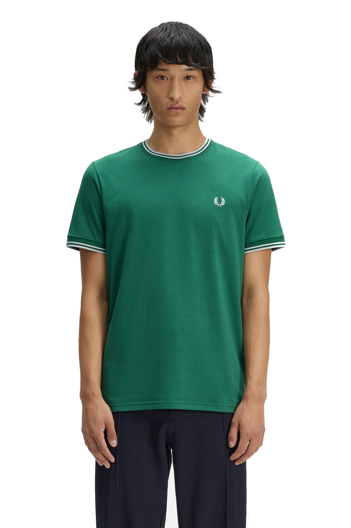 Fred Perry Twin Tipped T-Shirt Sport Green / Light Ice / Light Ice
