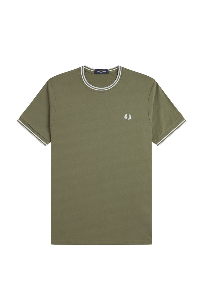 Fred Perry Twin Tipped T-Shirt Laurel Wreath Green / Ecru / Dusky Blue