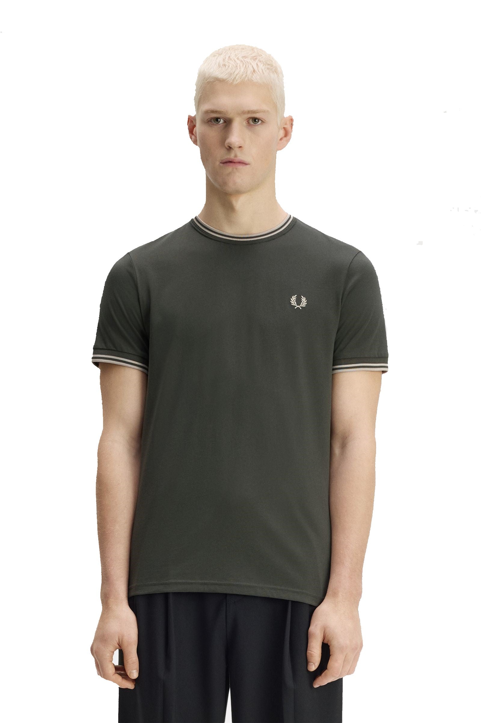 Fred Perry Twin Tipped T-Shirt Field Green / Oatmeal