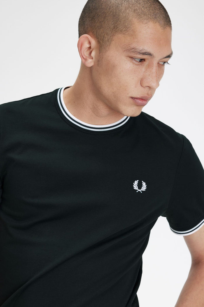 Fred Perry Twin Tipped T-Shirt Night Green / Snow White