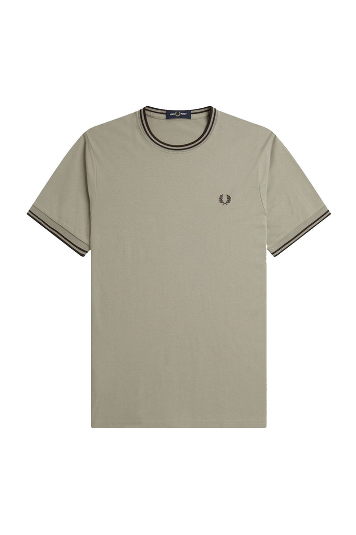 Fred Perry Twin Tipped T-Shirt Warm Grey / Carrington Brick