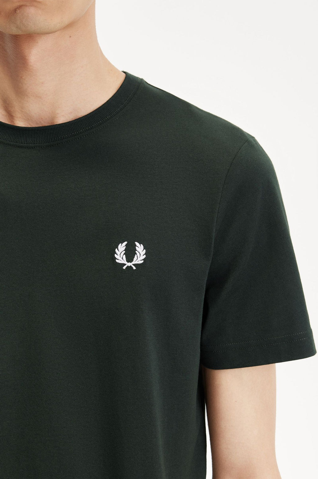 Fred Perry Crew Neck T-Shirt Night Green / Snow White