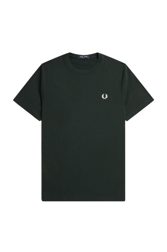 Fred Perry Crew Neck T-Shirt Night Green / Snow White