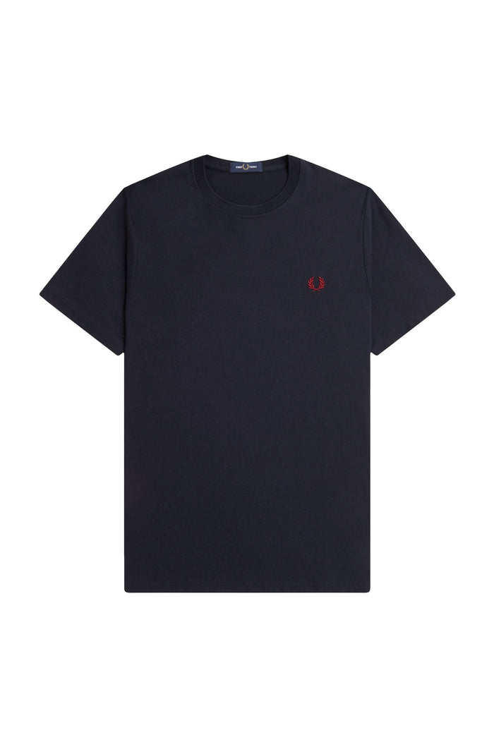 Fred Perry Crew Neck T-Shirt Navy / Burnt Red