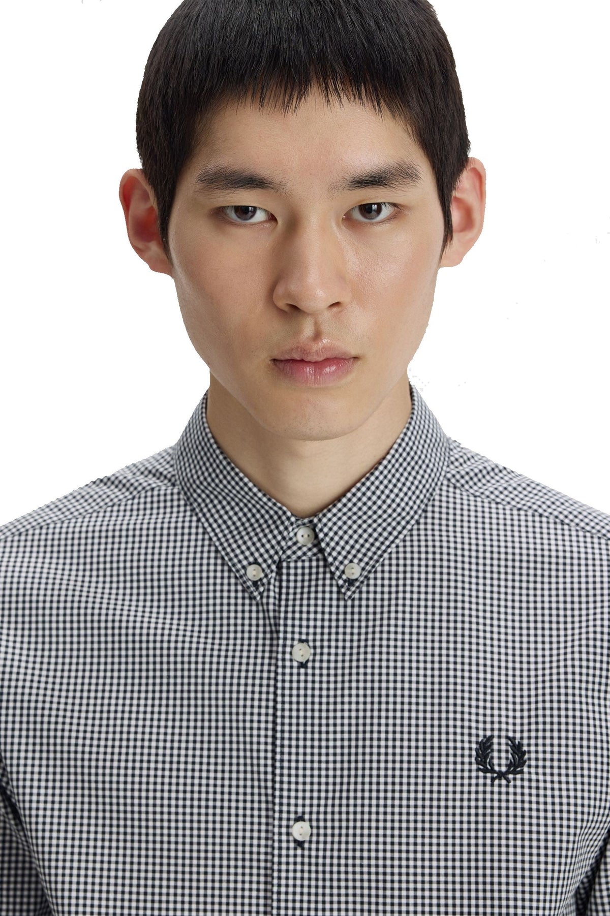 Fred Perry Micro Gingham Shirt Black
