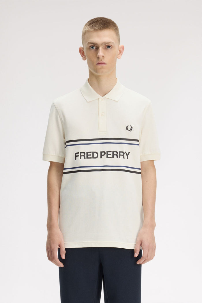 Fred Perry Graphic Polo Shirt Ecru