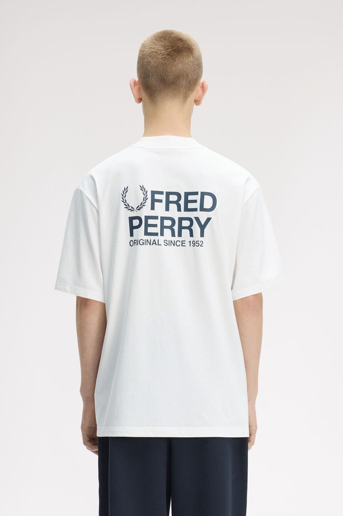 Fred Perry Back Print T-Shirt Snow White