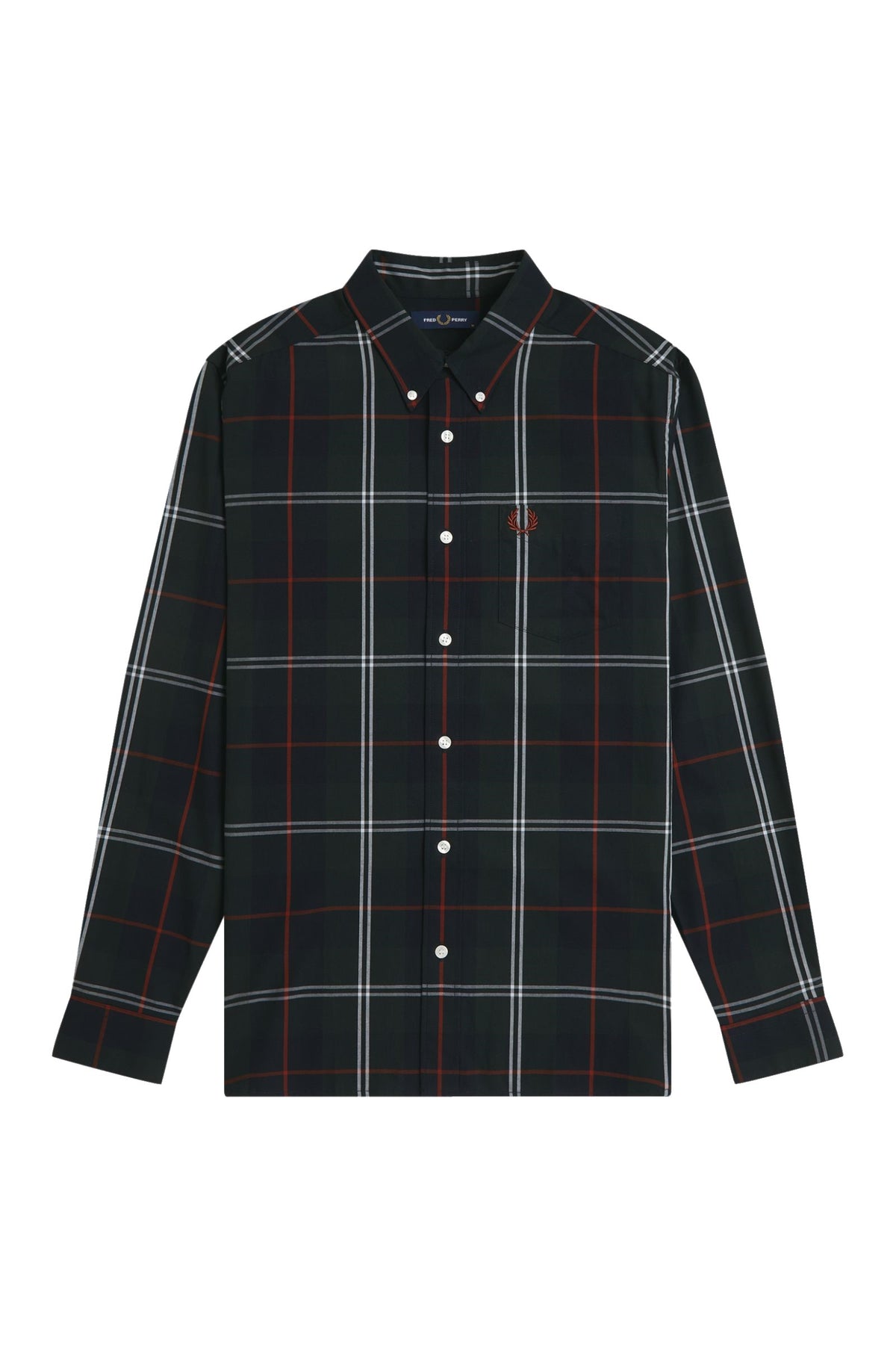 Fred Perry Poplin Tartan Shirt Night Green