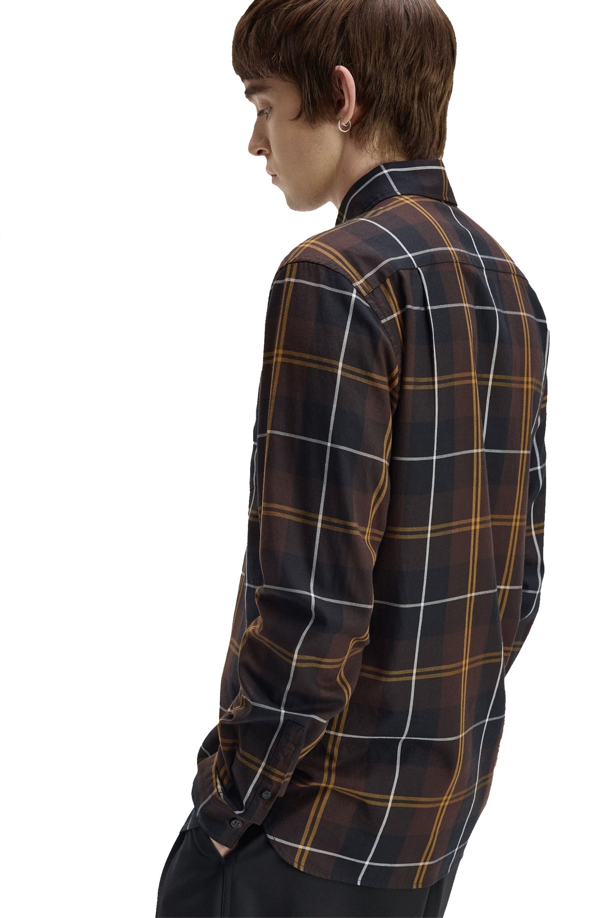 Fred Perry Twill Tartan Shirt Rich Brown