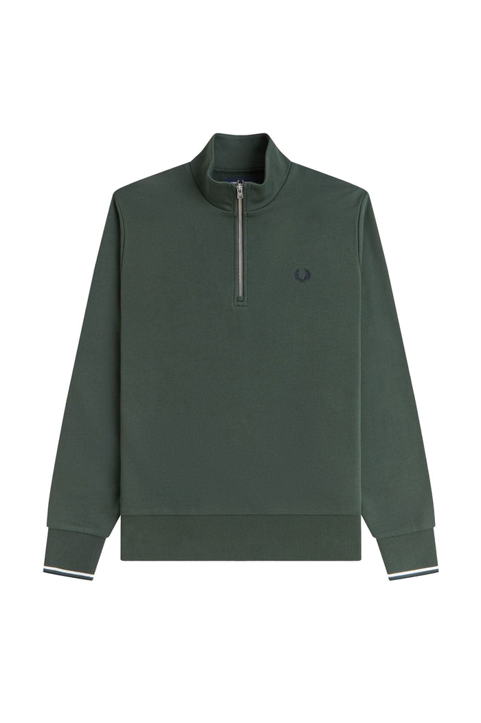 Fred Perry Half Zip Sweatshirt Court Green / Snow White / Navy