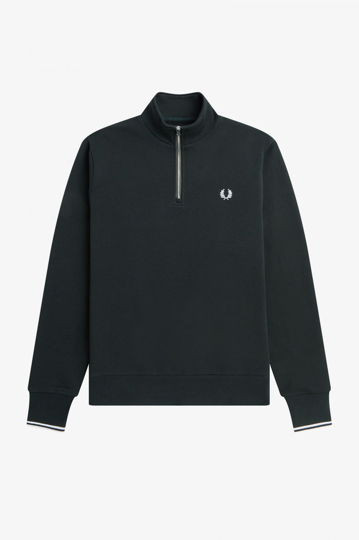 Fred Perry Half Zip Sweatshirt Night Green