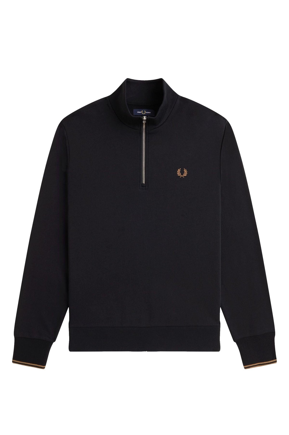 Fred Perry Half Zip Sweatshirt Black / Shaded Stone