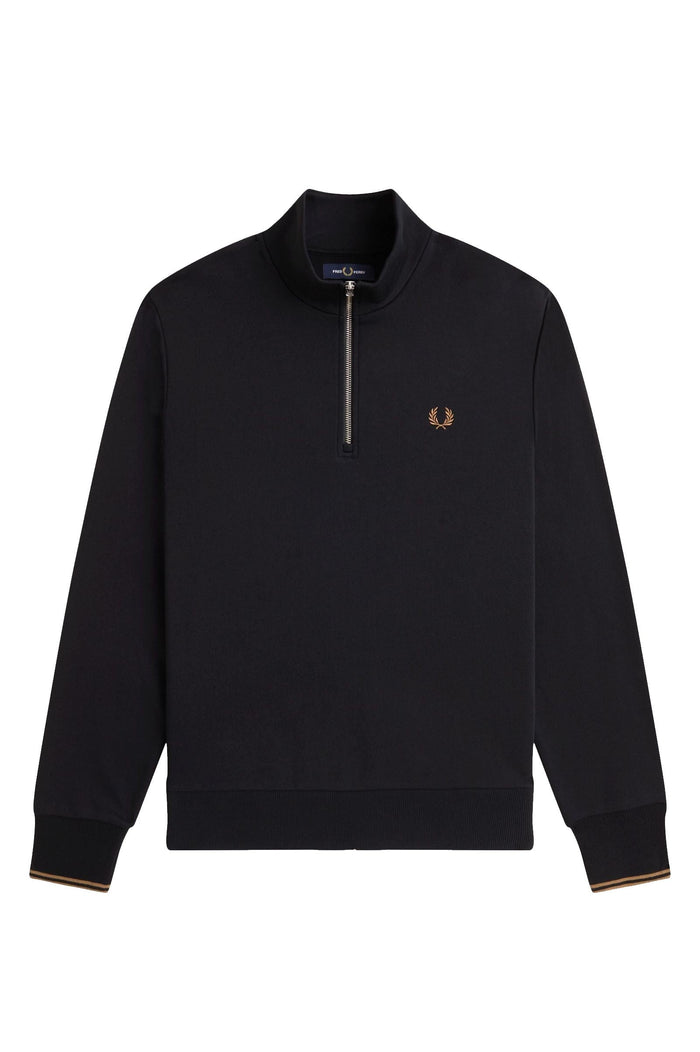 Fred Perry Half Zip Sweatshirt Black / Shaded Stone