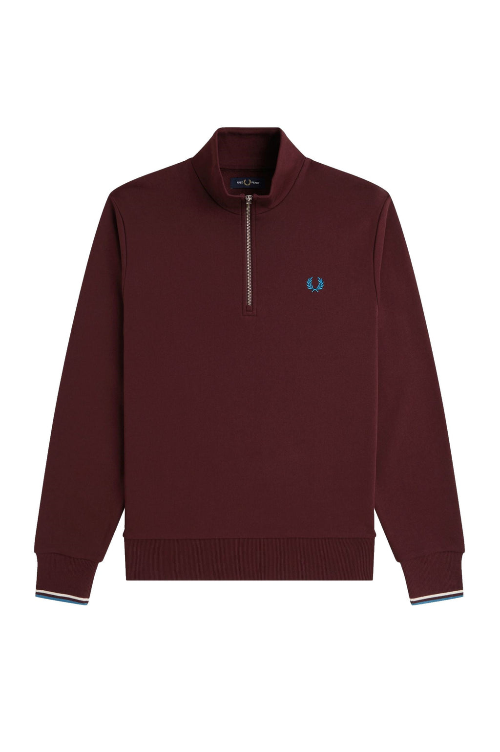 Fred Perry Half Zip Sweatshirt Oxblood / Ecru / Court Blue