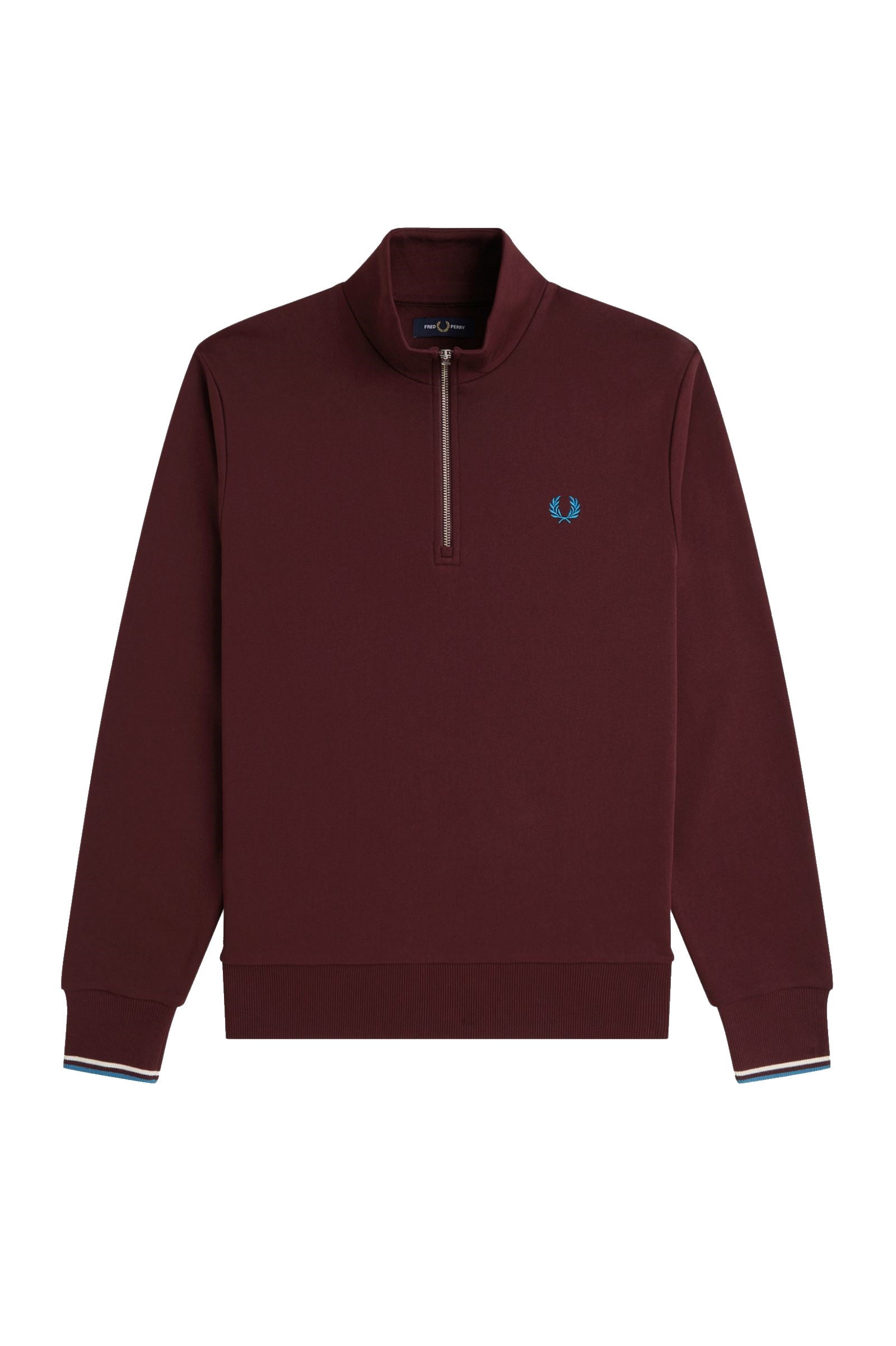 Fred Perry Half Zip Sweatshirt Oxblood / Ecru / Court Blue