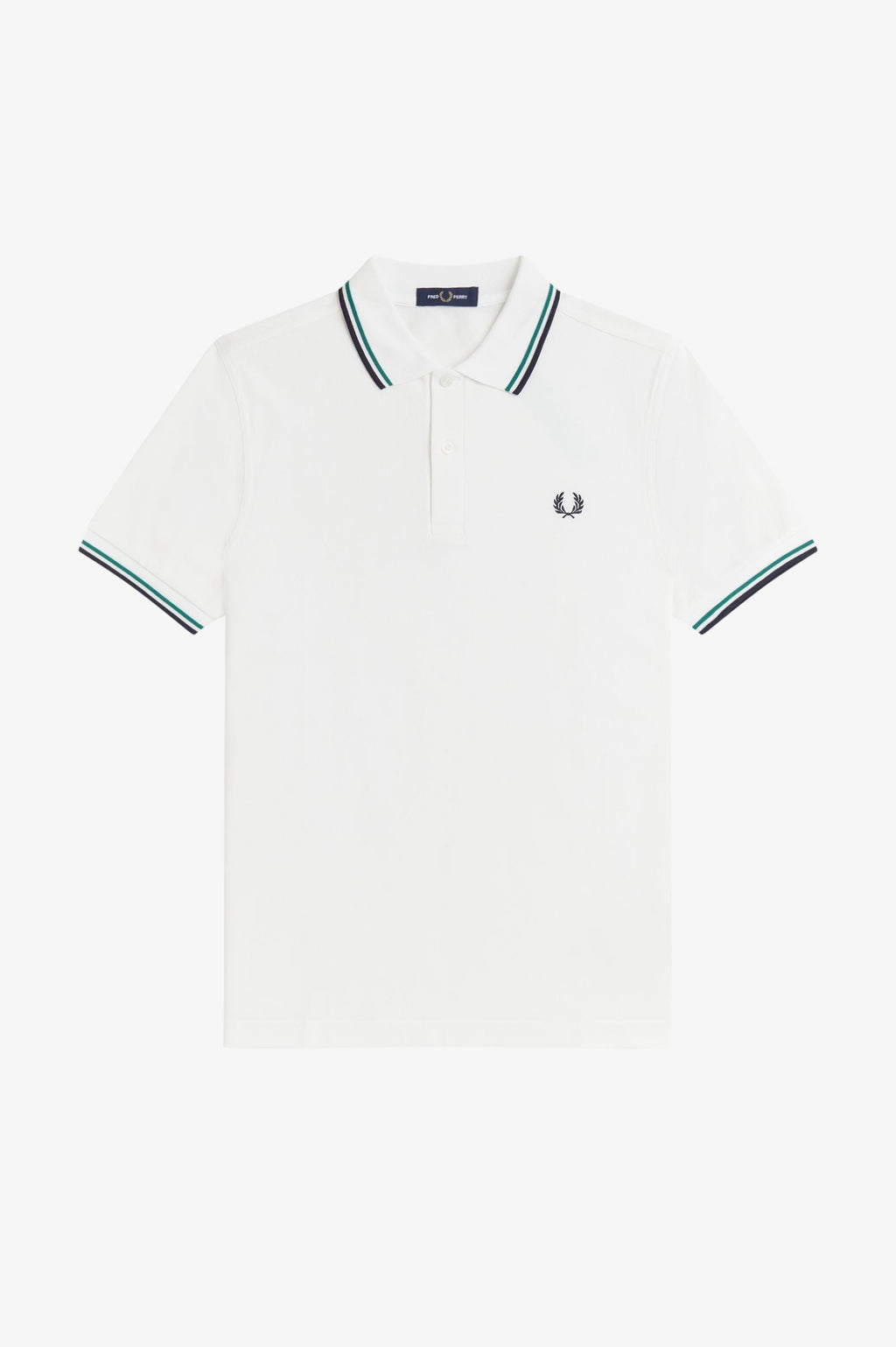 Fred Perry Slim Fit Twin Tipped Polo Snow White / Sport Green / Navy