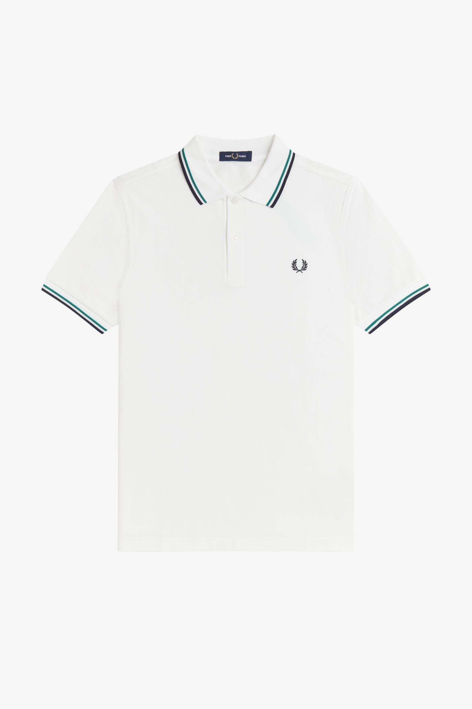 Fred Perry Slim Fit Twin Tipped Polo Snow White / Sport Green / Navy