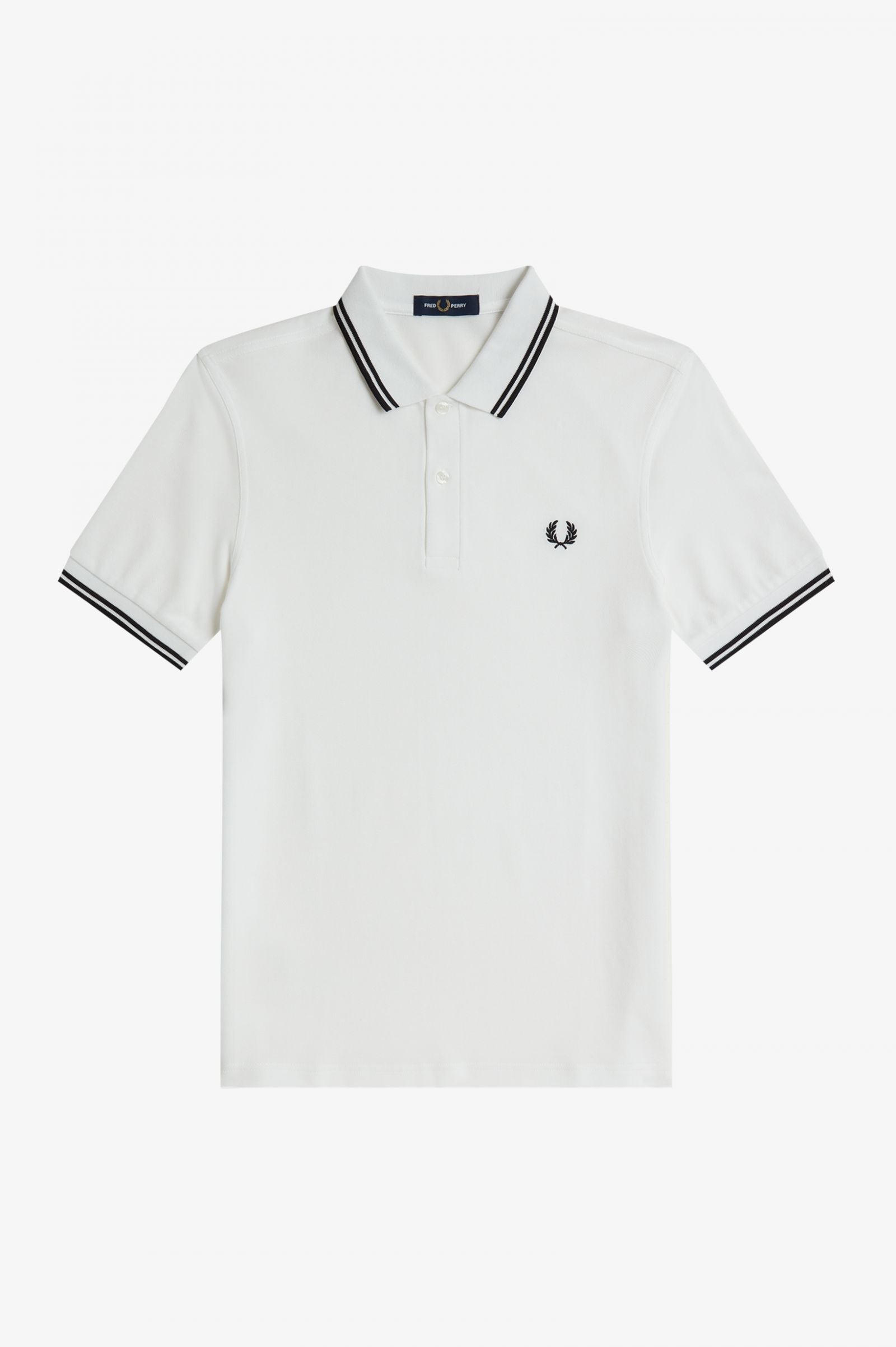 Fred Perry Slim Fit Twin Tipped Polo White Black Black