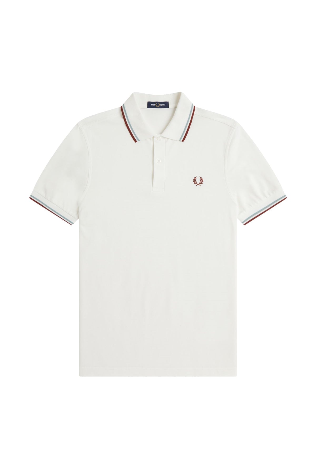 Fred Perry Slim Fit Twin Tipped Polo Snow White / Silver Blue / Brandy