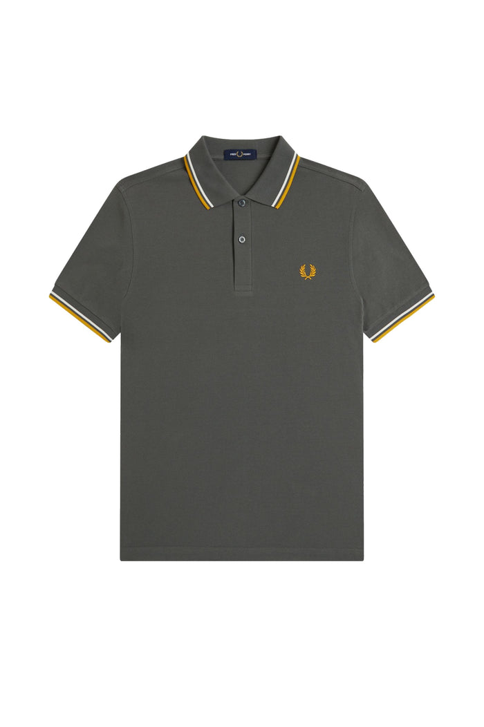 Fred Perry Slim Fit Twin Tipped Polo Field Green / Ecru / Golden