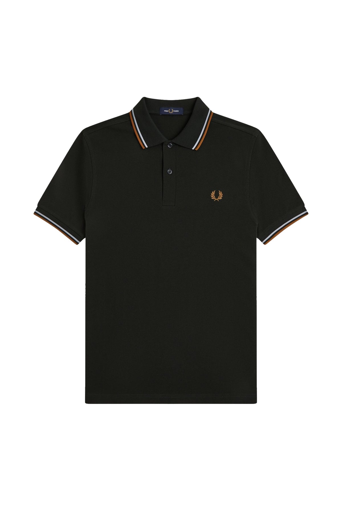 Fred Perry Slim Fit Twin Tipped Polo Night Green / Dusky Blue / Dark Caramel