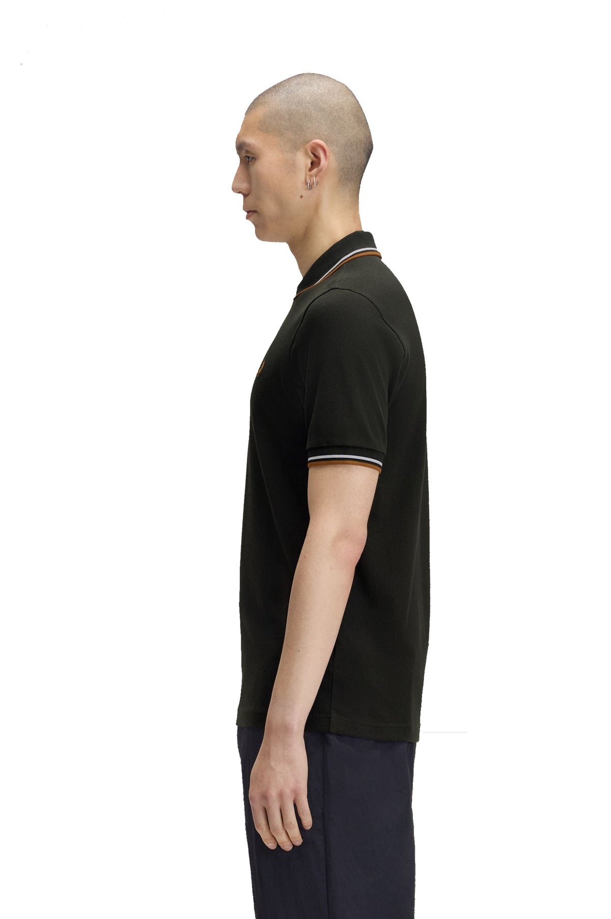 Fred Perry Slim Fit Twin Tipped Polo Night Green / Dusky Blue / Dark Caramel