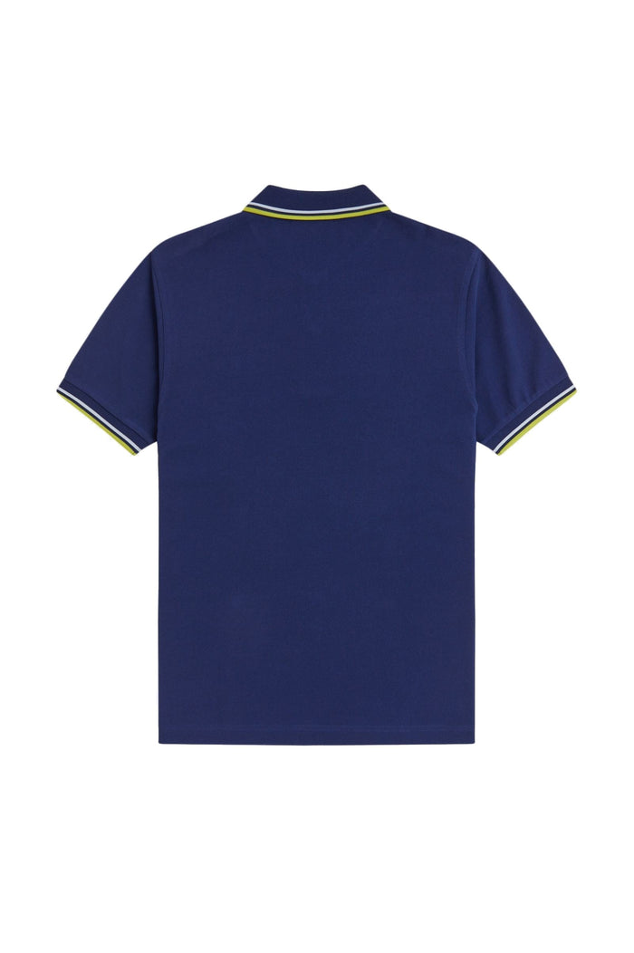 Fred Perry Slim Fit Twin Tipped Polo French Navy / Dusky Blue / Citron