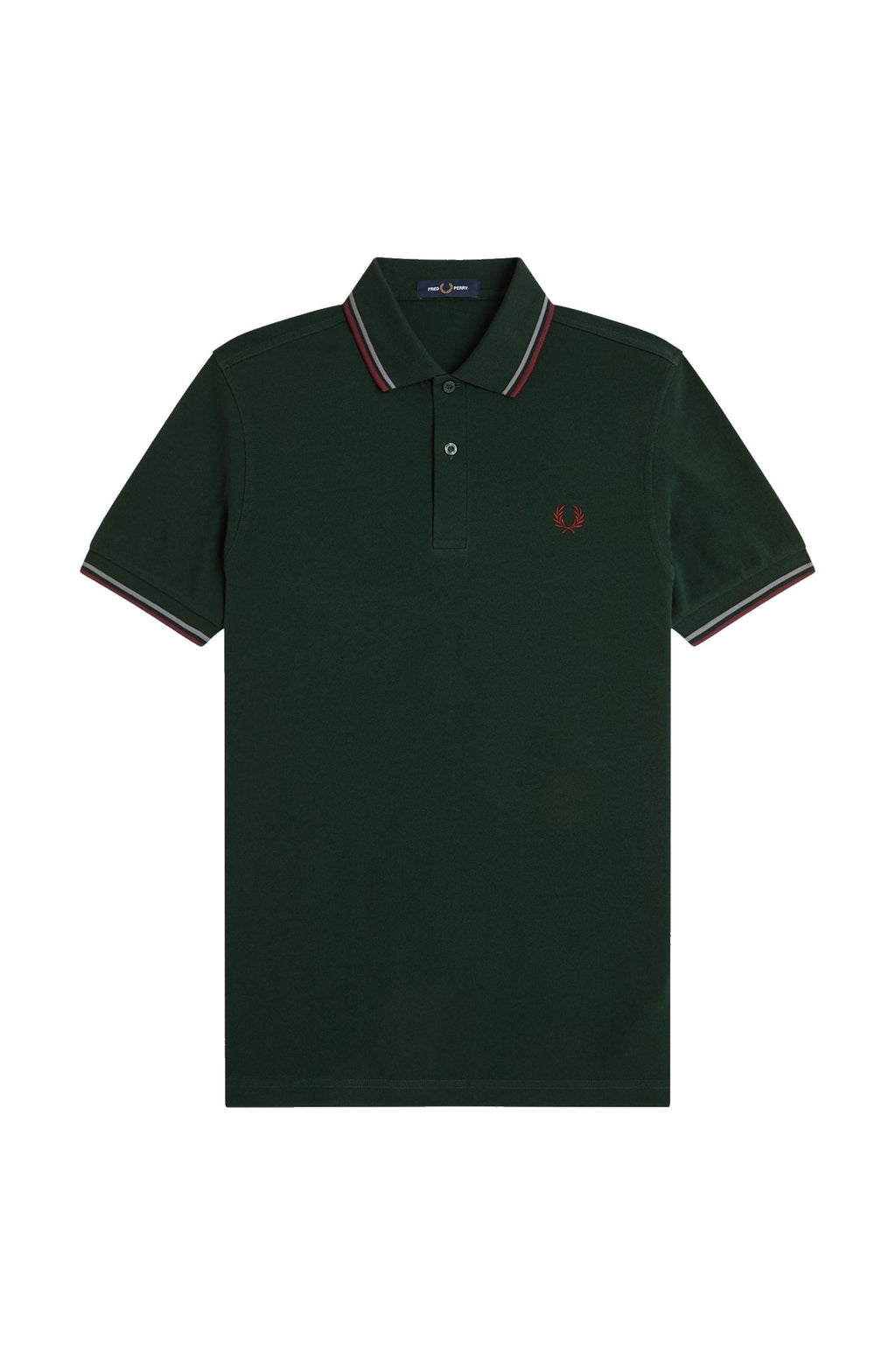 Fred Perry Slim Fit Twin Tipped Polo Grassroots / Stockport Blue / Oxblood