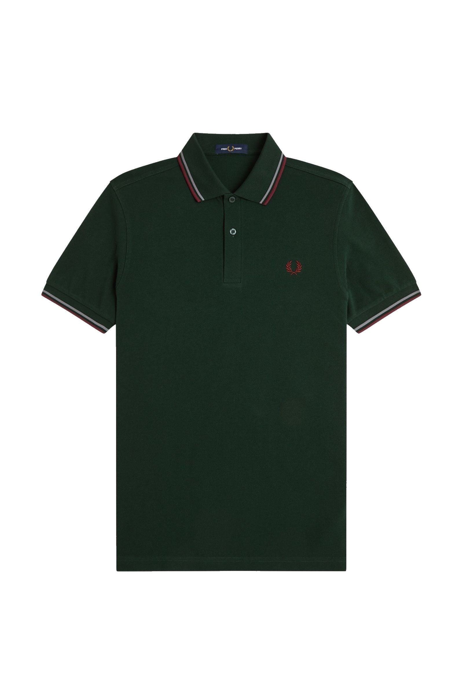 Fred Perry Slim Fit Twin Tipped Polo Grassroots / Stockport Blue / Oxblood