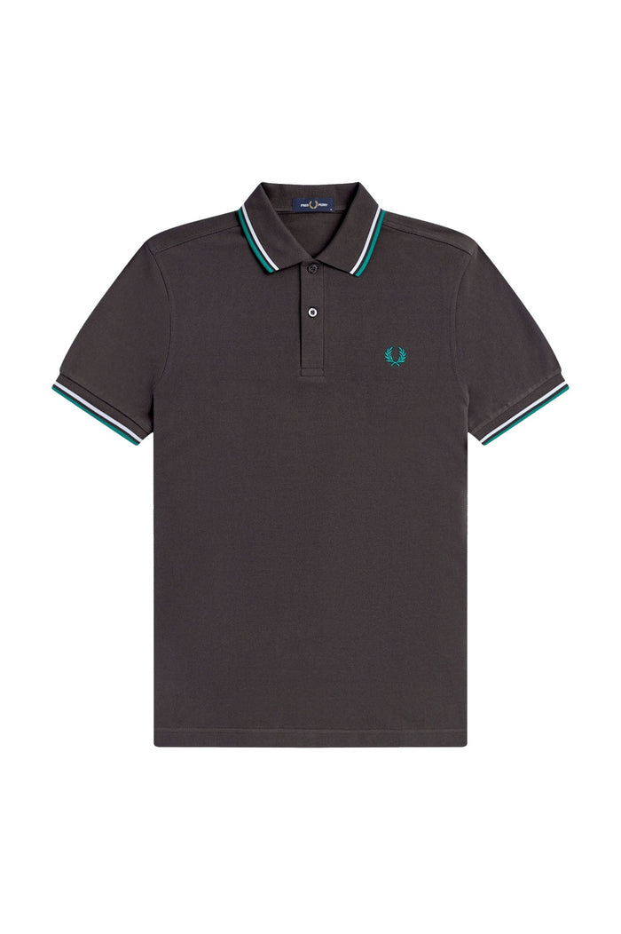 Fred Perry Slim Fit Twin Tipped Polo Anchor Grey / Light Ice / Sport Green