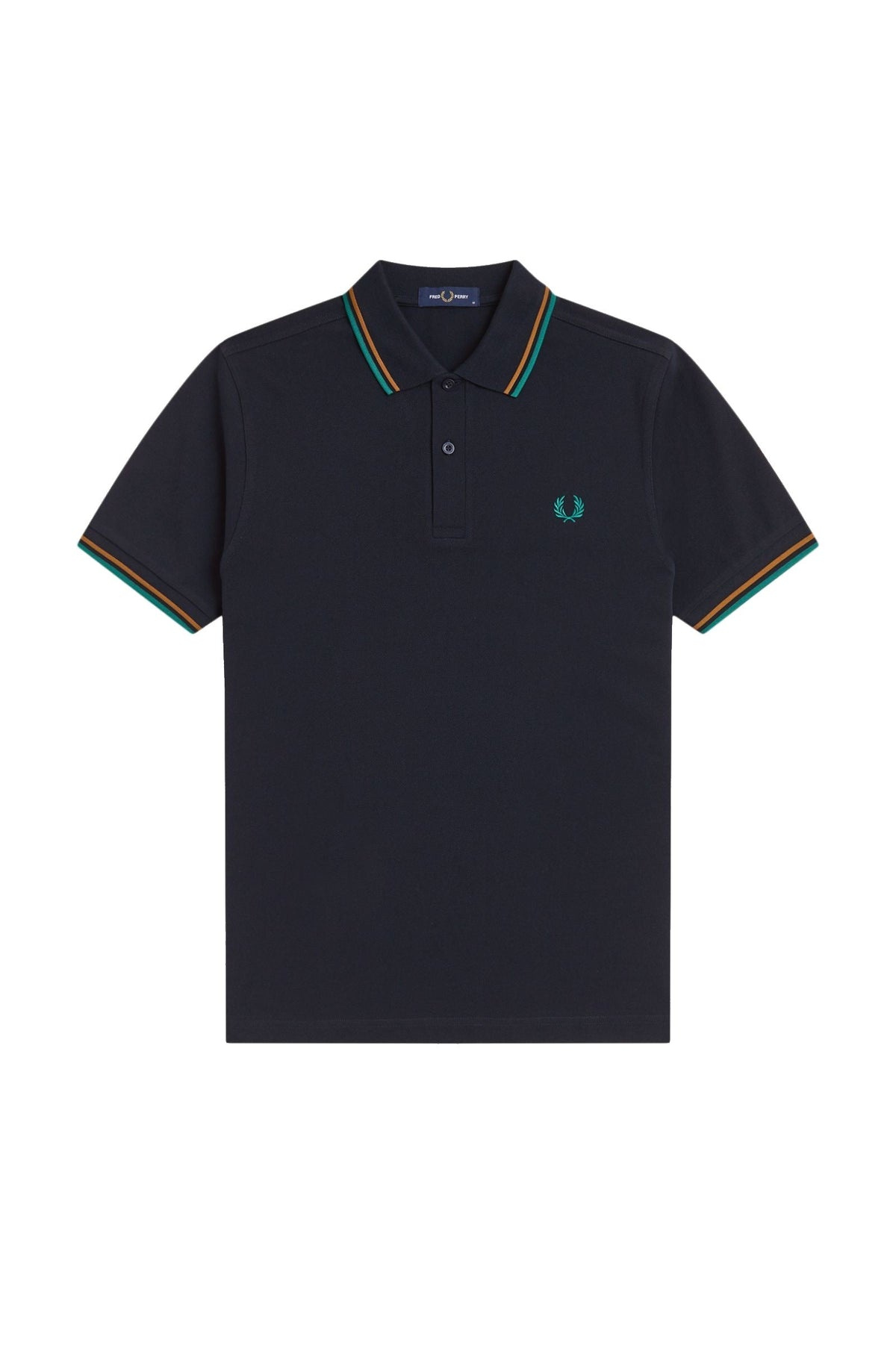 Fred Perry Slim Fit Twin Tipped Polo Navy / Dark Caramel / Sport Green