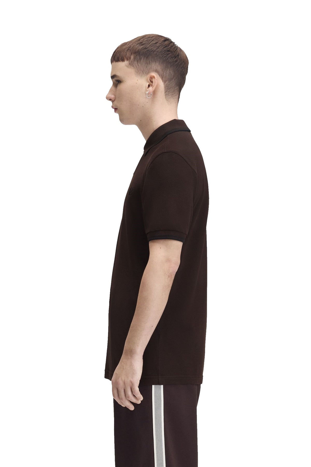 Fred Perry Slim Fit Twin Tipped Polo Rich Brown / Black / Black